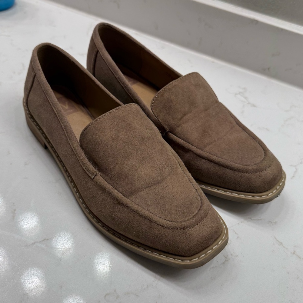 Womens Suede Slip-On Loafers in Brown